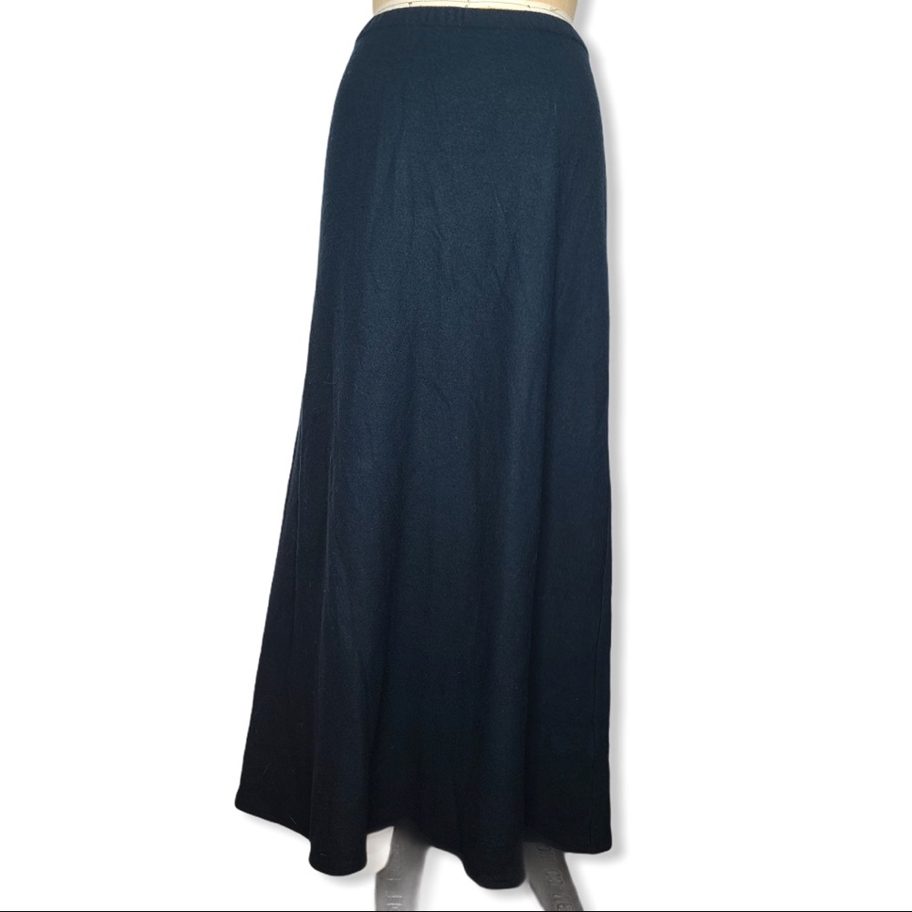 Eileen Fisher vintage wool knit green midi skirt M